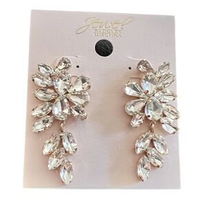 Badgley Mischka Silver Floral Crystal Earrings
